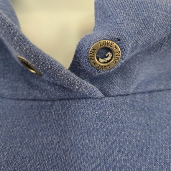 Victorias Secret PINK Blue Hoodie pocket varsity letters soft warm distressing - Picture 3 of 7